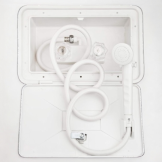 Duchador exterior c/mezcladora y cerradura DURA BLANCO