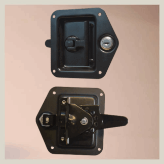 Cerradura para baulera A/INOXIDABLE pintada NEGRA c/manija T
