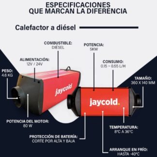 Calefactor JAYCOLD GAS-OIL 12V  5000KCAL c/control remoto y TERMOSTATO